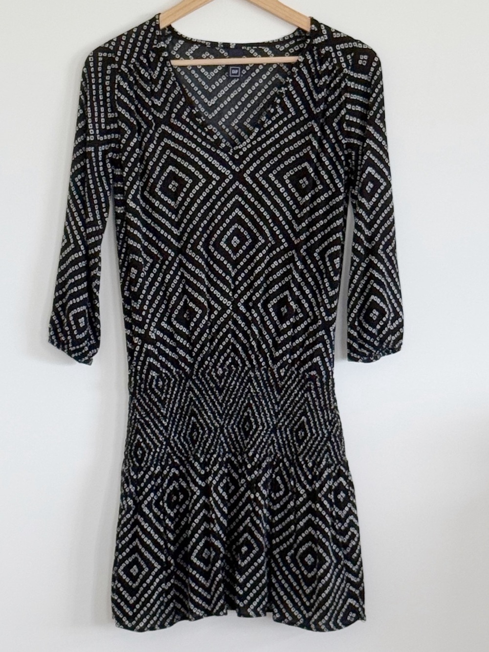 GAP Black and White Geometric Drop Waist Mini Dress